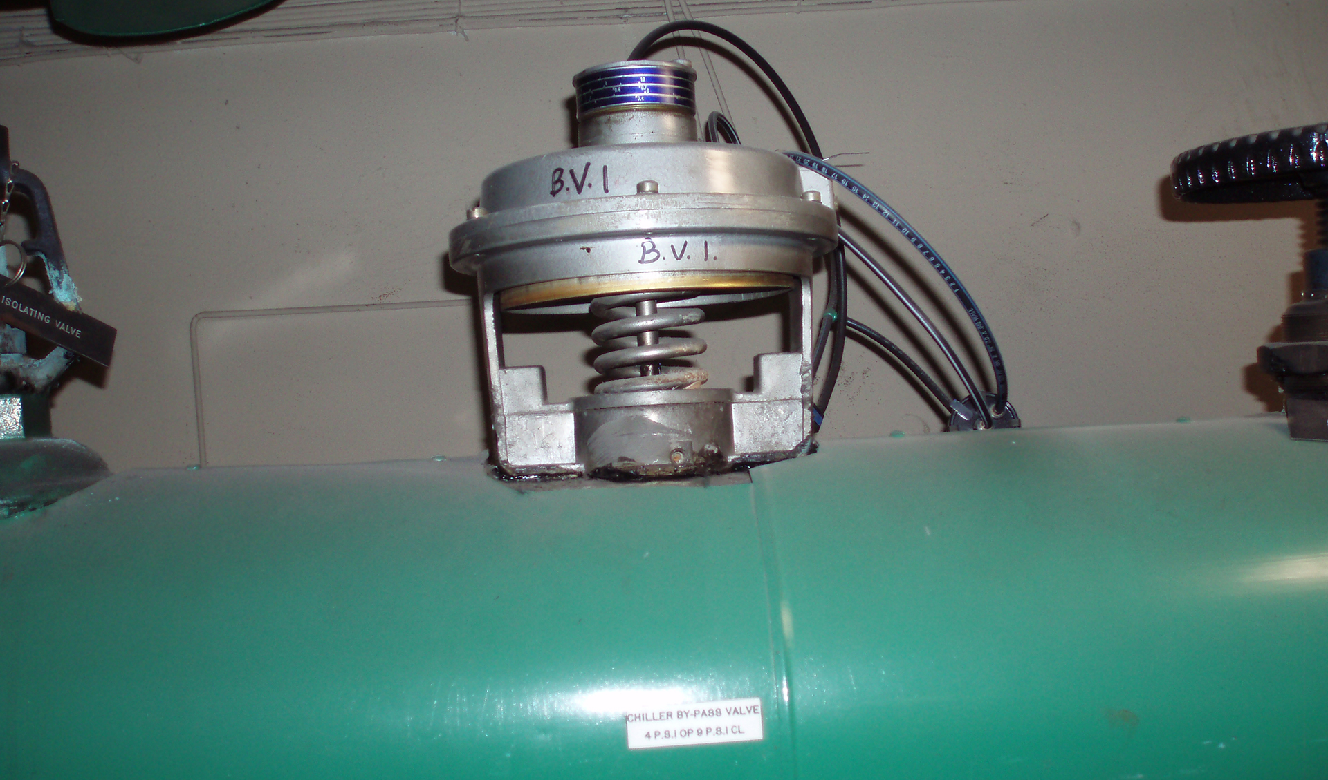 wr8tech pneumatic valve actuator serving a chilled water bypass valve in an HVAC mechanical services Air Conditioning plant in the Melbourne CBD