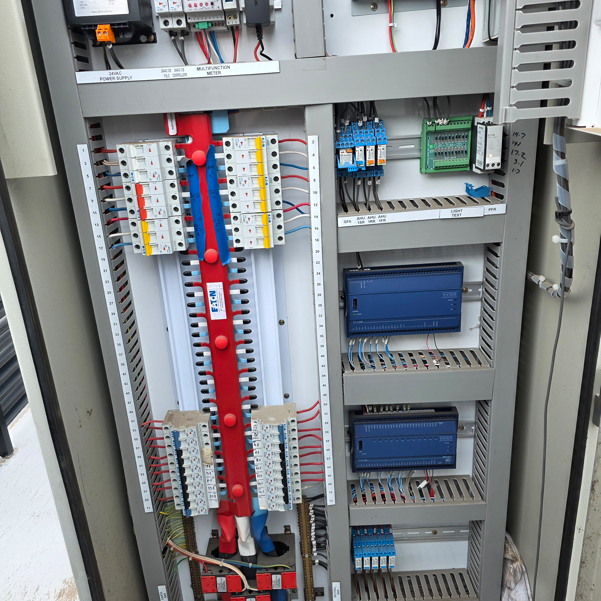Car Park Carbon Monoxide system switchboard in Melbourne education centre
