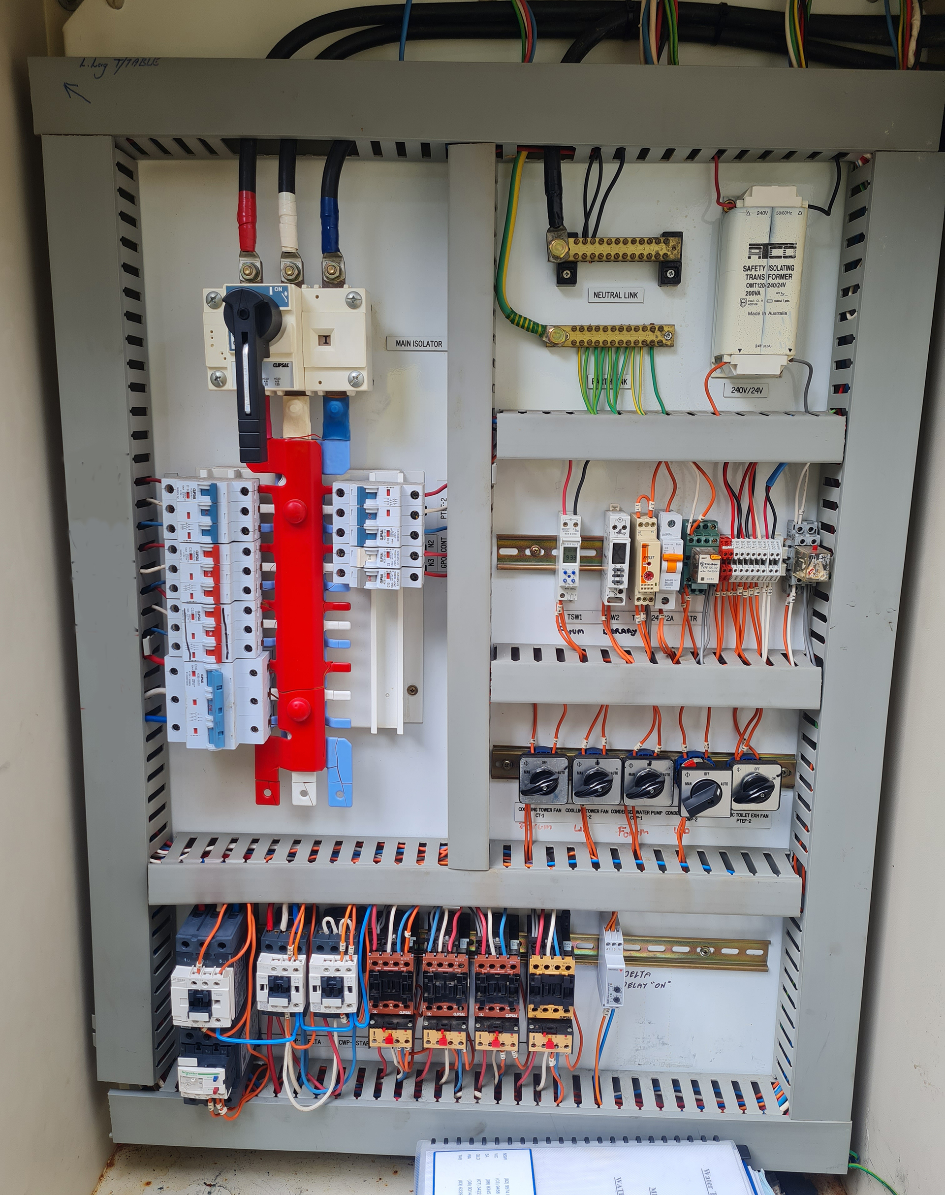 Mechanical Services Switchboard for Cooling Tower Condenser Water Pump control in Western Sydney, FORUM, in need of upgrade and compliance requirements