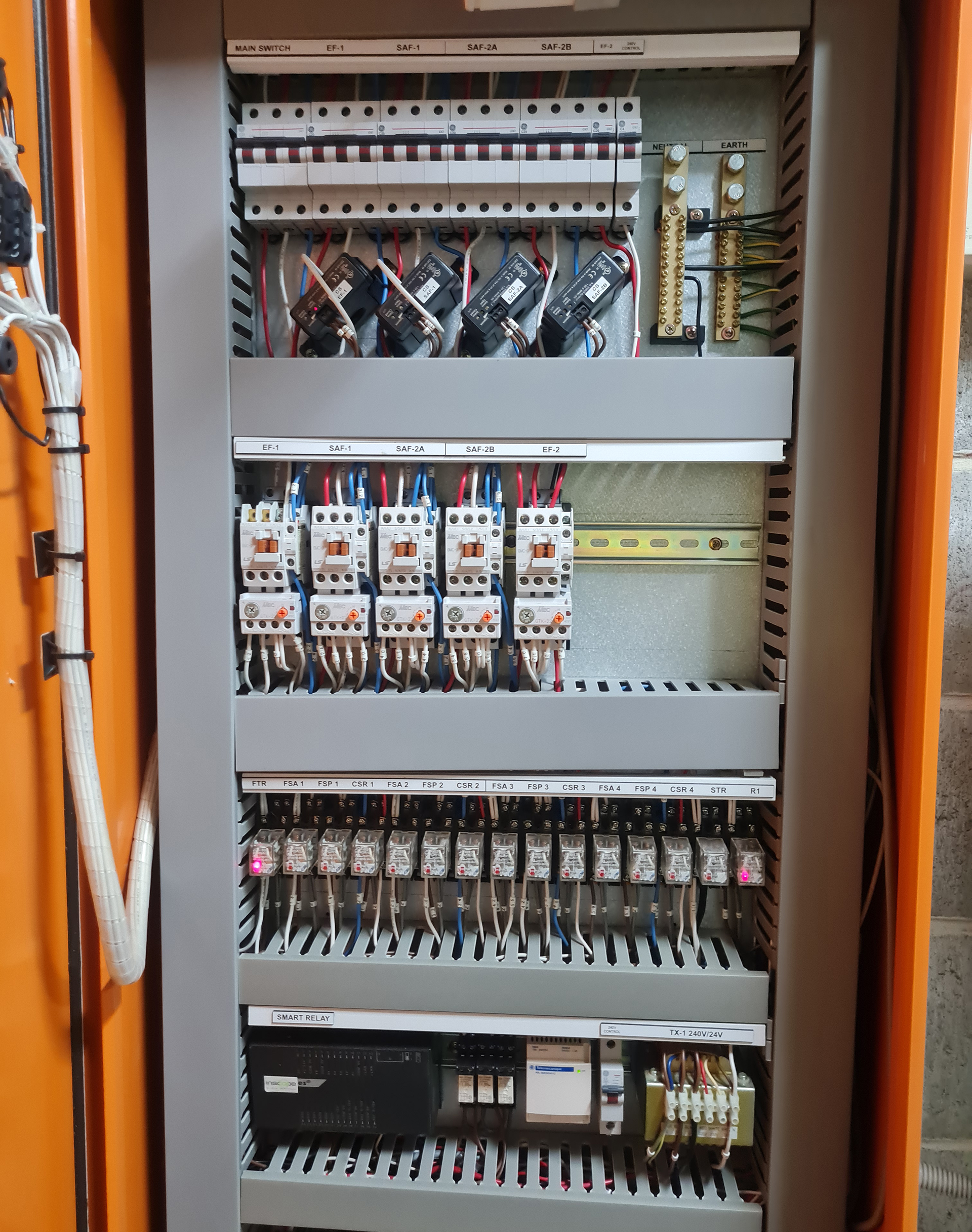 Obsolete BMS - Electrcial and BMS projects combined - image is of a mechanical services HVAC motor control switchboard with the BMS controller installed at the bottom half - SYDNEY