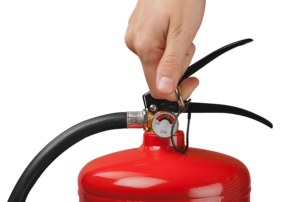 fire protection system sprinkler head with water and flames
