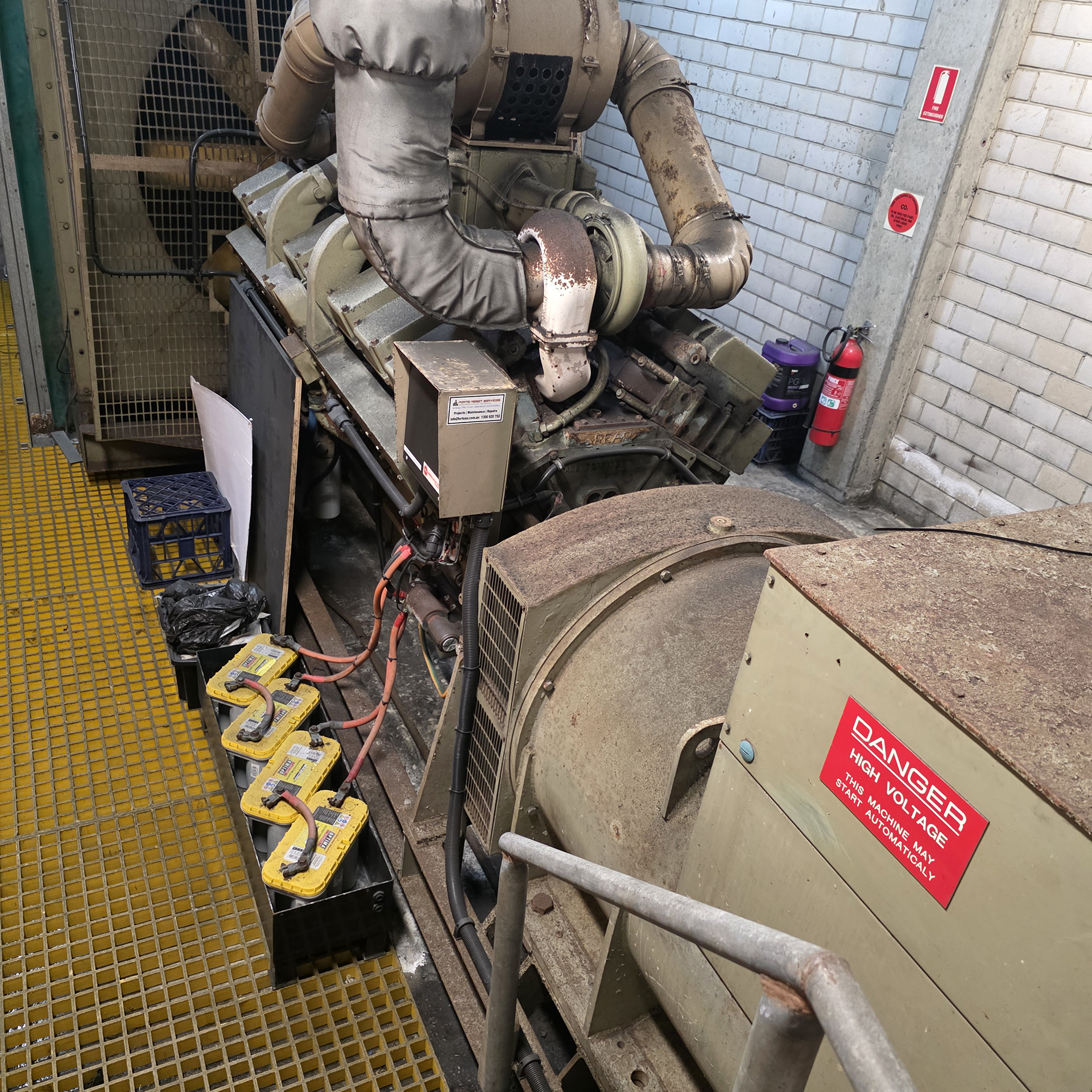 in an unsupervised commercial property car park this Commercial Building Generator is monitored by the Building Management System (BMS) for over 100 different parameters back to an operator terminal (HMI)