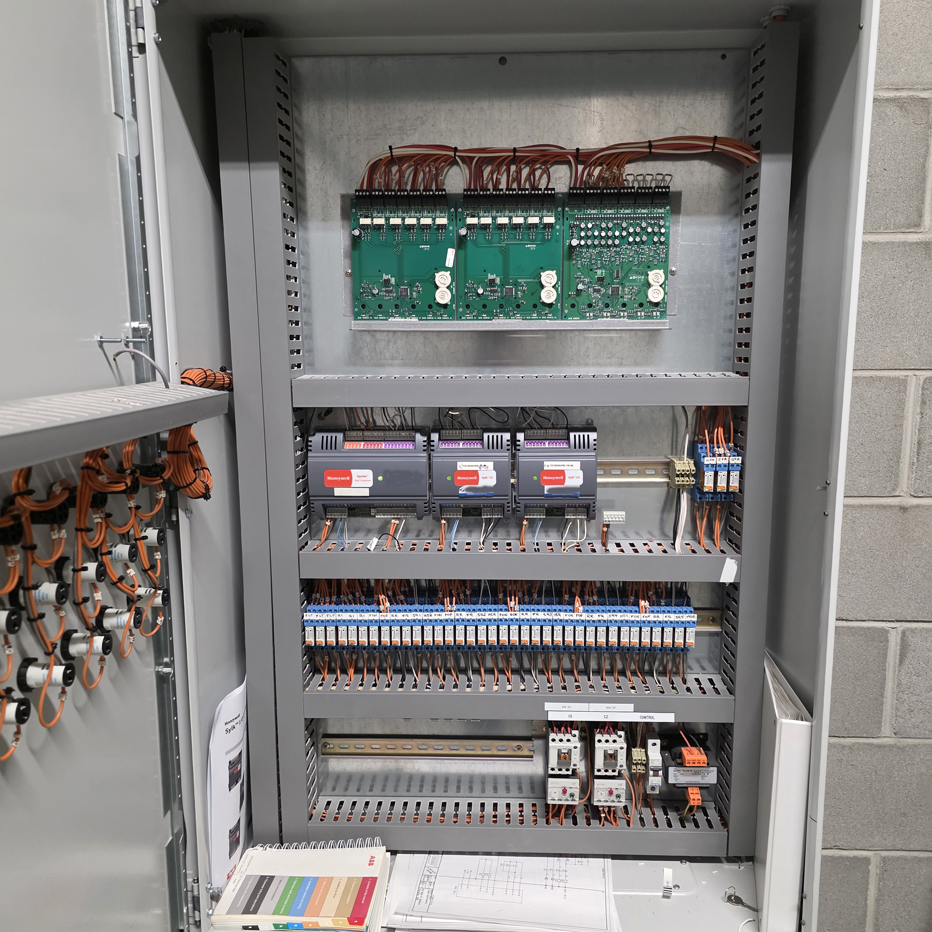 HVAC Monitoring for Unsupervised Buildings - Mechanical Services HVAC Mechanical switchboard in Melbourne Commercial Building serving car park fan control and multiple Co Sensors