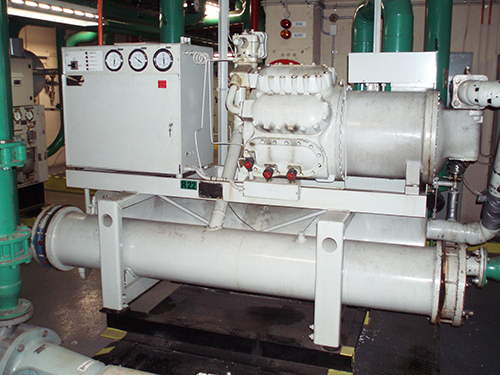 Chiller Monitoring & Control for Unsupervised Buildings - receiprecating chiller, over 20 years old, situated near the Melbourne CBD, still running with alarms and status monitored by the BMS