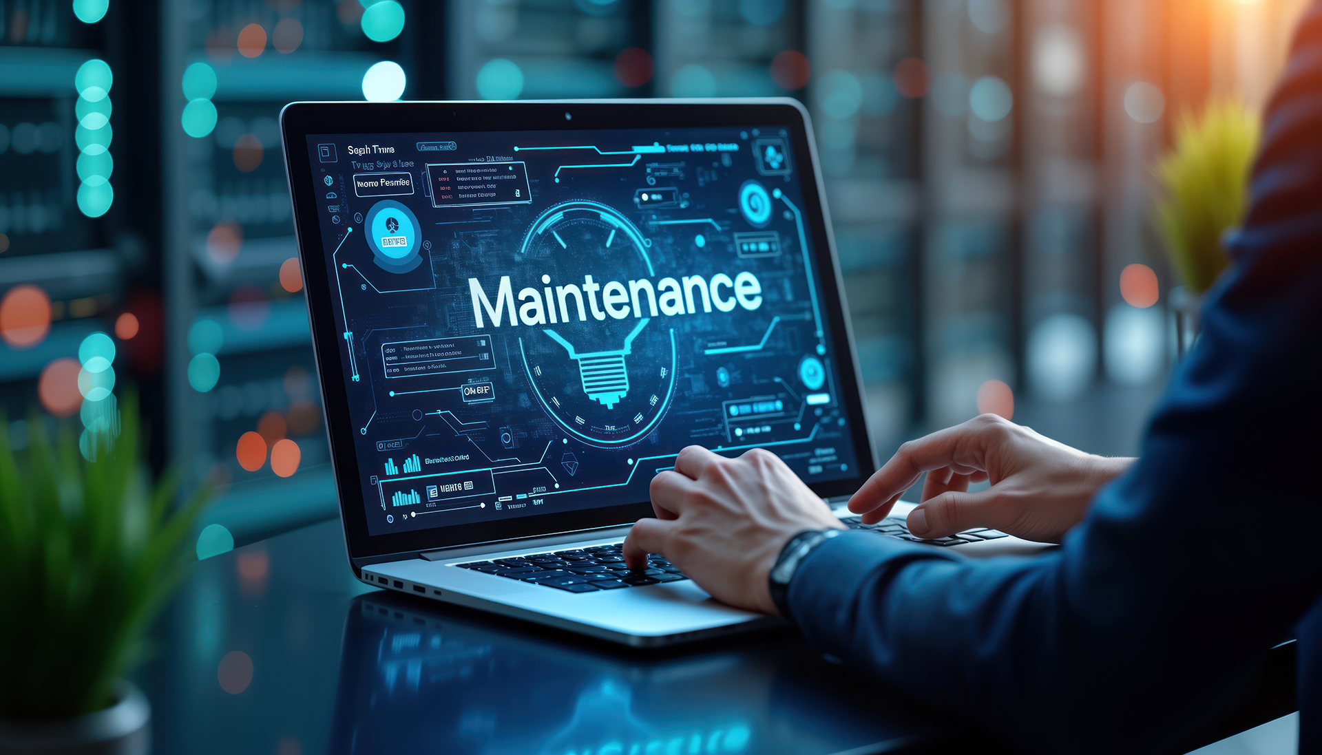 Unsupervised Buildings – Human Tasks Still Required

A facilities professional works from a modern laptop displaying the word "Maintenance", surrounded by advanced technology interfaces, digital lighting effects, and real-time building performance data. The image represents the balance between automation and human expertise within an unsupervised commercial building environment. While Building Management Systems (BMS), energy management platforms, smart sensors, and automated controls provide continuous monitoring and operational oversight, skilled personnel remain essential for planning maintenance, coordinating contractors, reviewing asset performance, managing compliance requirements, and making critical operational decisions.

The futuristic setting symbolises how modern commercial buildings in Sydney leverage technology to reduce the need for permanent on-site supervision while still relying on experienced facility managers, building managers, engineers, and service contractors to maintain building performance. Digital dashboards display information from HVAC systems, electrical infrastructure, energy consumption, security systems, fire services, lifts, and other critical assets, enabling informed decision-making and proactive maintenance planning.

This image highlights the role of human expertise in technology-enabled building operations, where remote monitoring, BMS analytics, energy management systems, predictive maintenance tools, and contractor management platforms support efficient building management while ensuring essential tasks continue to be performed by qualified personnel