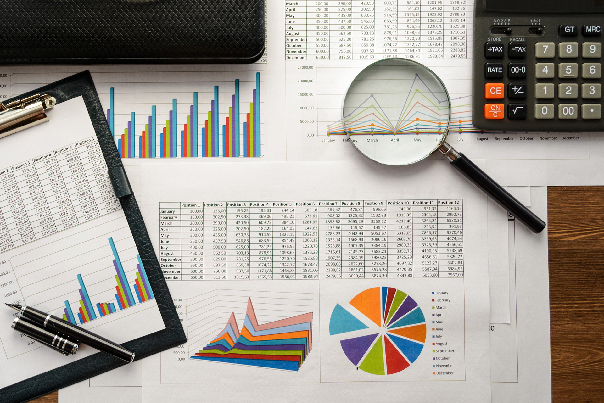 Performance reports, charts and graphs representing Building Management System trend analysis, energy reporting and operational data for commercial buildings.