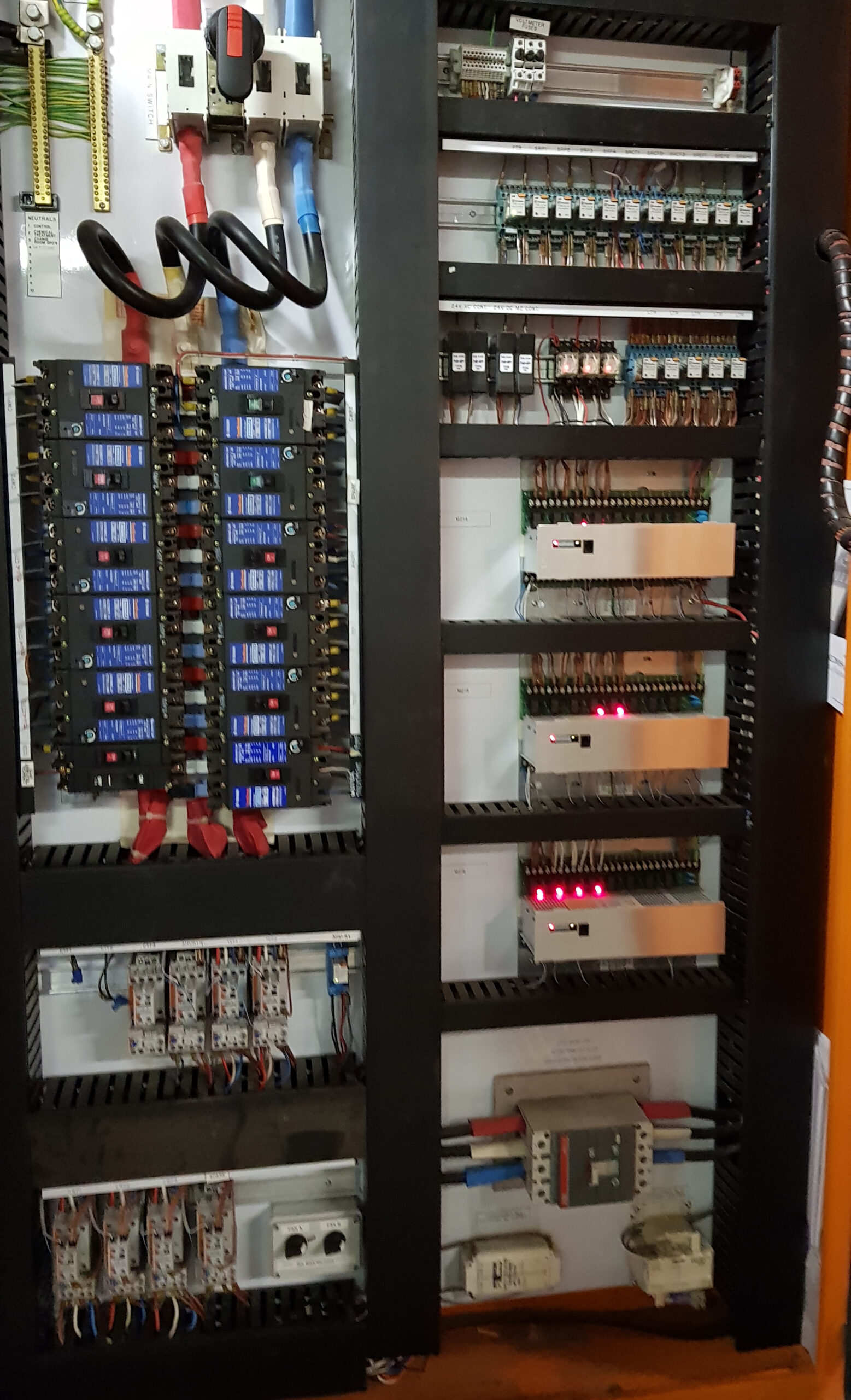 Commercial Building Mechaical Services Switchboard with the Older RS485 Proprietary Controllers installed inside