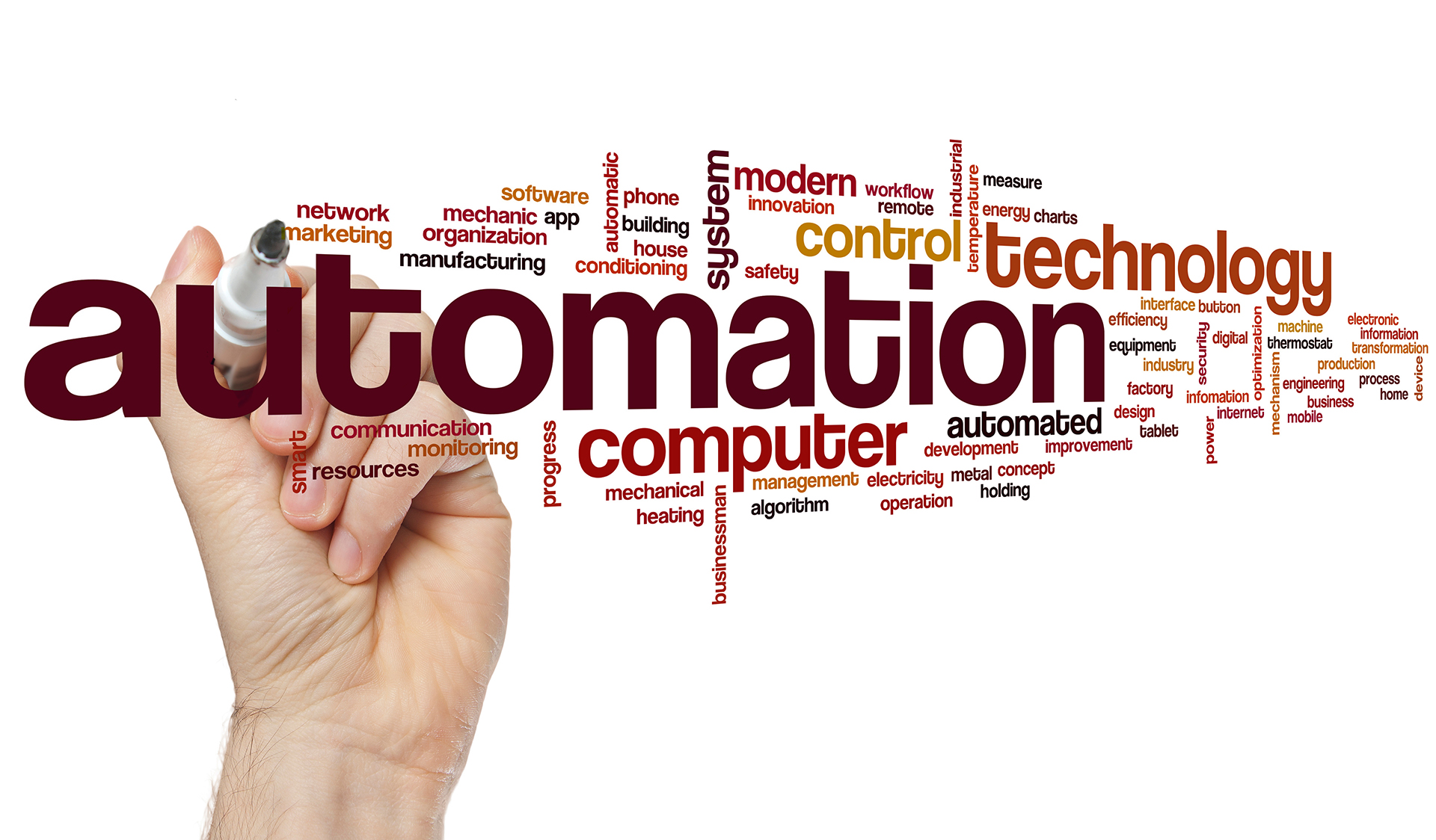 Concept illustration of commercial building automation technology highlighting Building Management Systems, HVAC controls, energy management, monitoring and intelligent building operation.