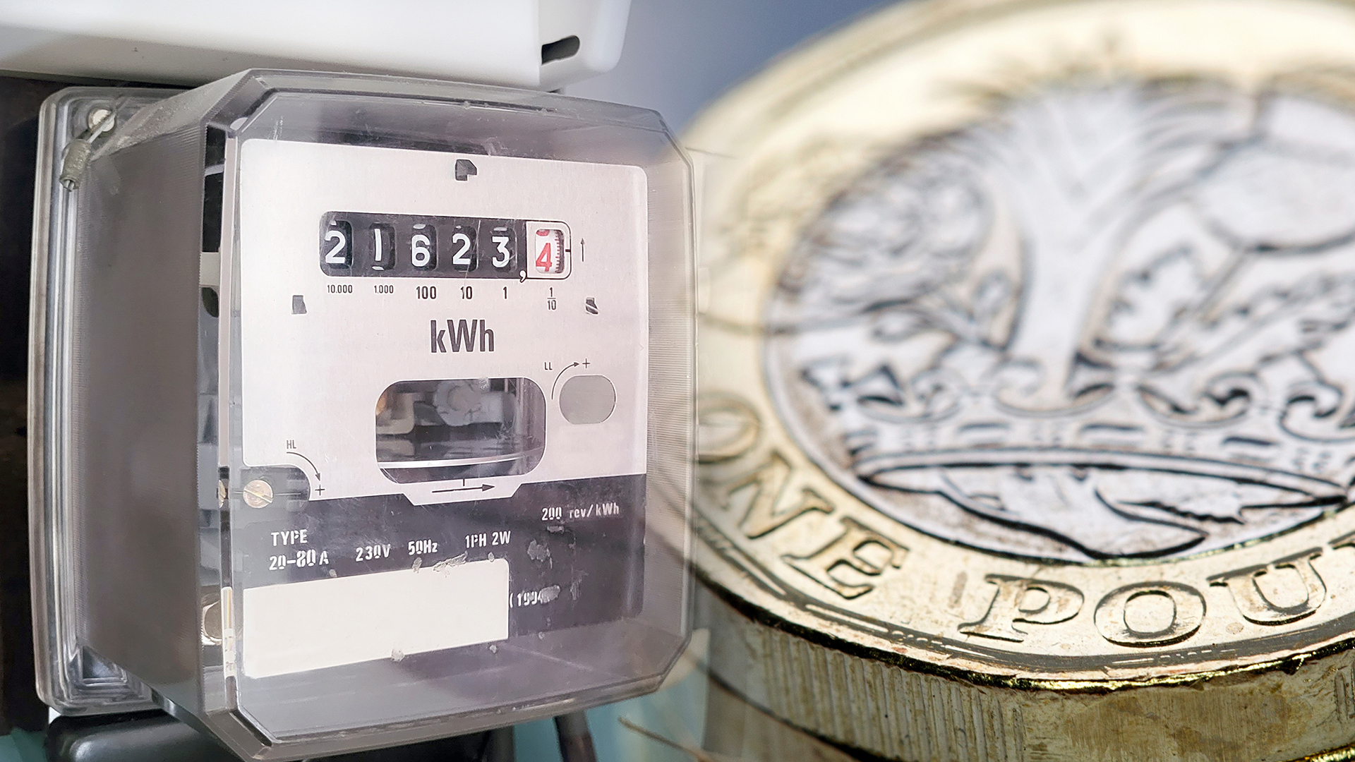 Commercial electricity meter with coin representing the relationship between energy consumption, deferred maintenance and lifecycle operating costs.