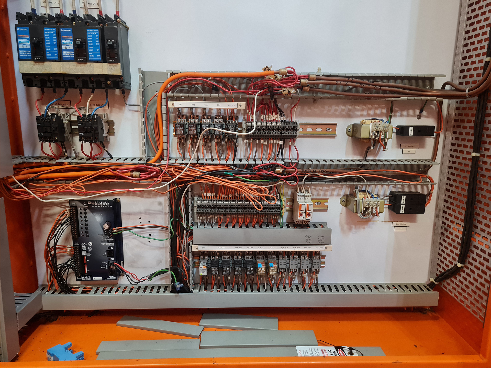 Mechanical Services Switchboard undergoing engineering investigation before replacement due to ageing electrical components and extensive refurbishment requirements.