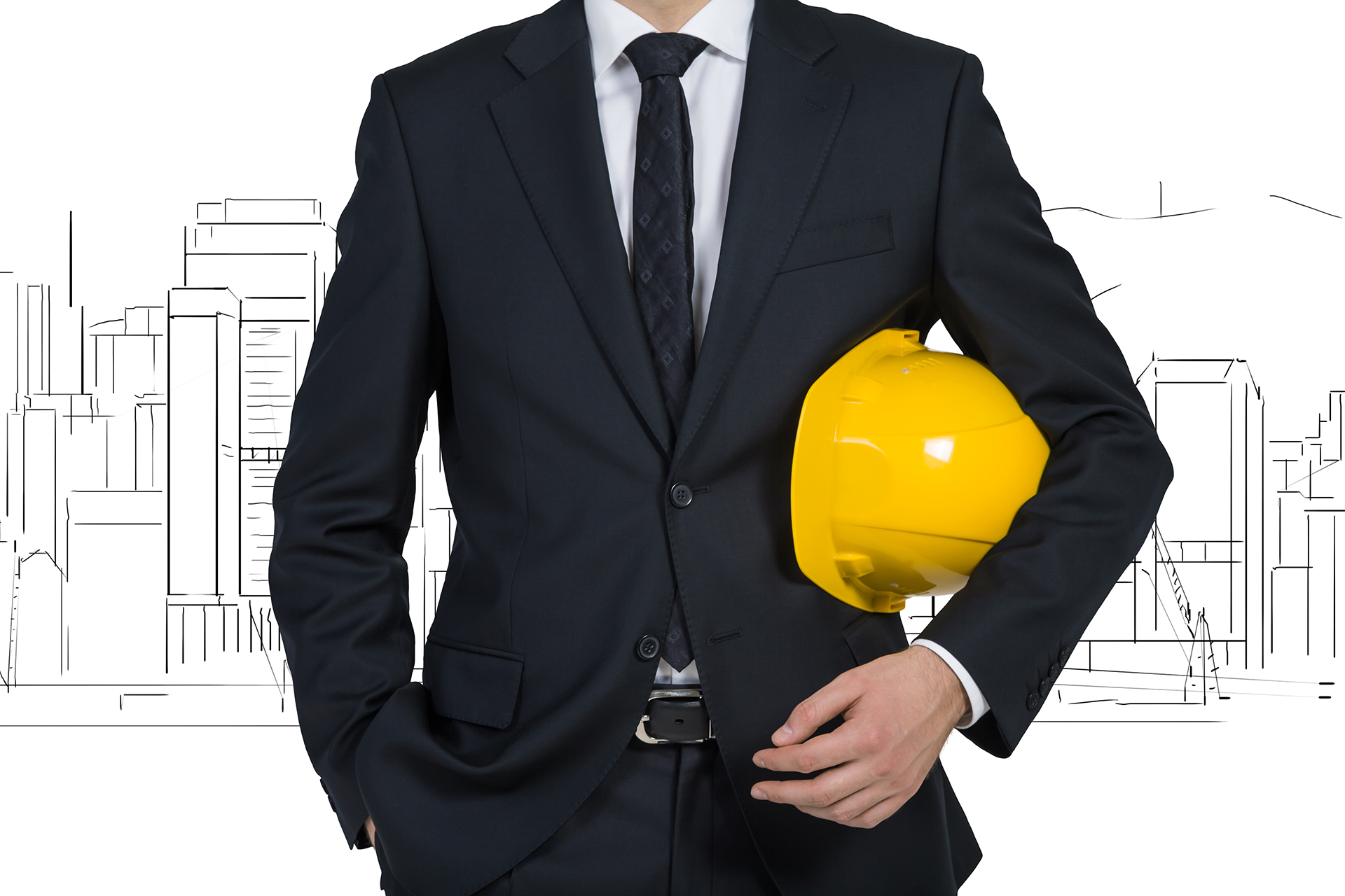 Professional holding a yellow hard hat representing BMS installation, project delivery and building services coordination.